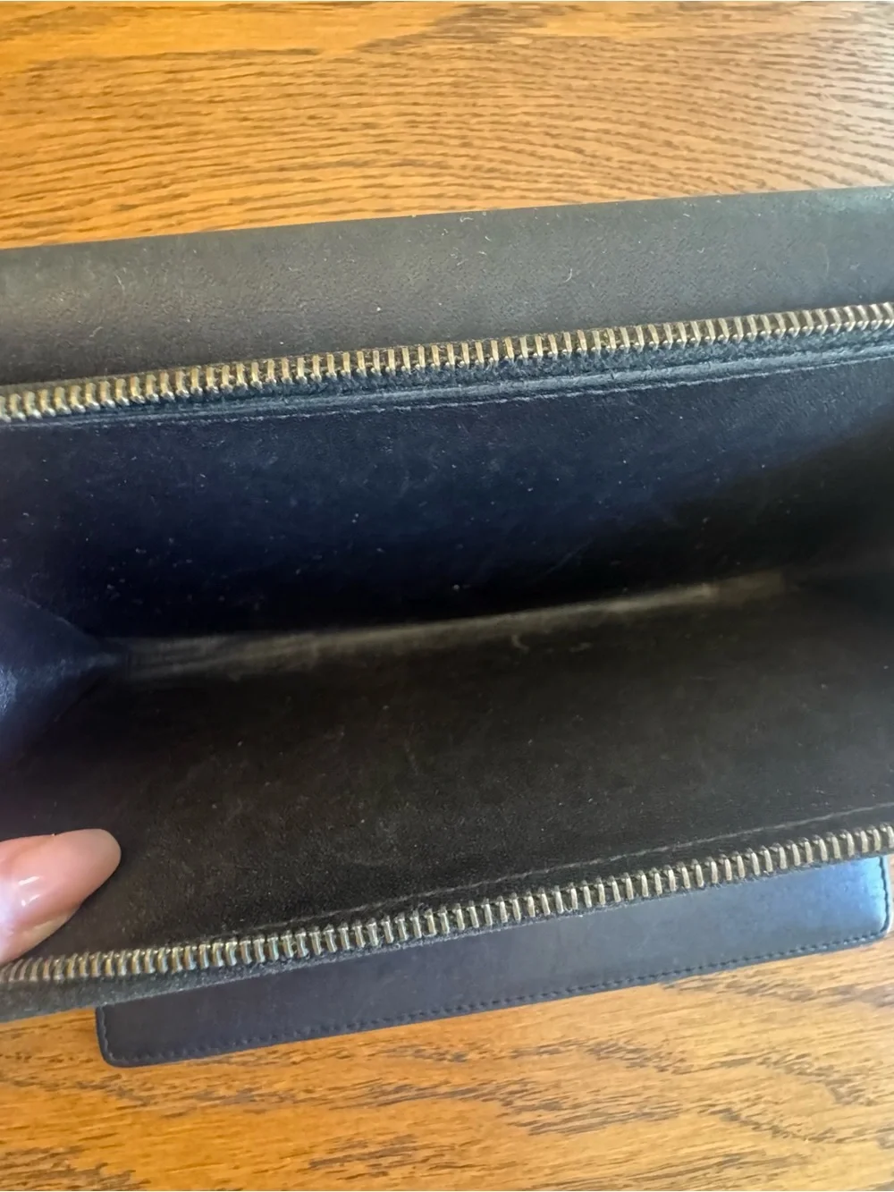 Coach Legacy Black Navy Vintage Trifold Wallet Checkbook Pocket Zip Continental